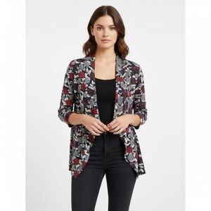 Floral Navy Blue/Red/White/Gold accents Open Closure Kimono SZ SP